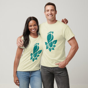 Camiseta Gráfico de huella de hoja verde ecológico