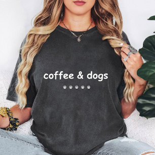 Camiseta Gráfico de Huella de Perro y Café