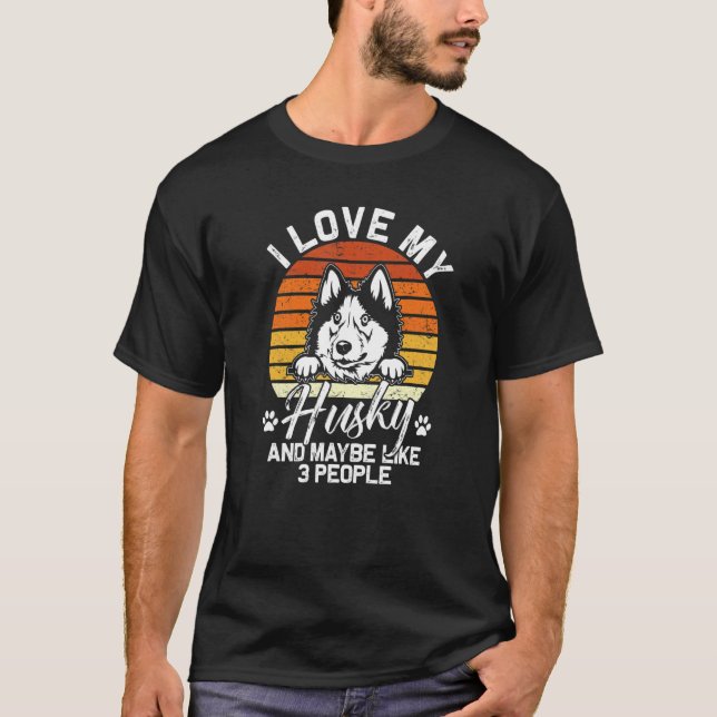 Camiseta Gráfico De Husky Para Mujeres Hombres Hijos Husky  (Anverso)
