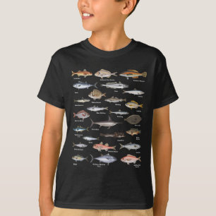 Camiseta Gráfico de identificación de peces de época