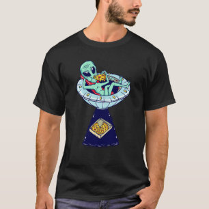 Camiseta Gráfico de Ilustracion Alien Pizza Space Ufo