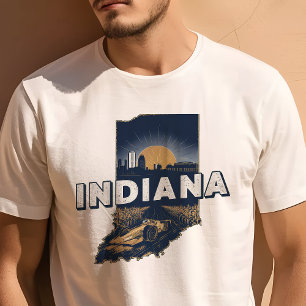 Camiseta Gráfico de Indiana de Viajes Retro