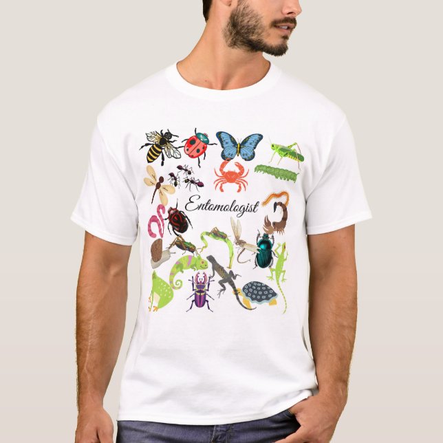 Camiseta gráfico de insectos y texto ,entomología (Anverso)