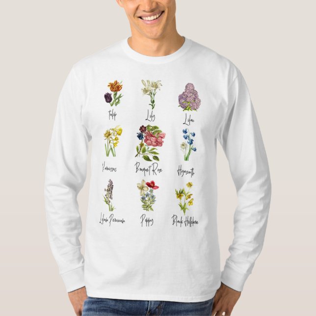 Camiseta Gráfico de jardinería de flores floreñas botánicas (Anverso)