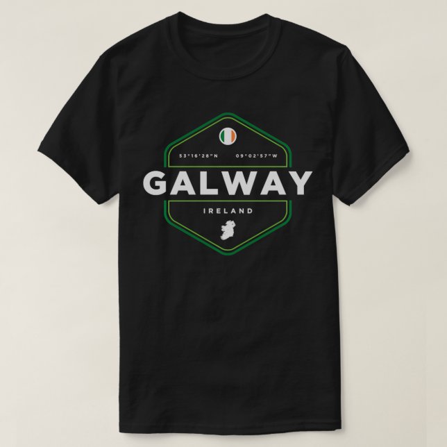 Camiseta Gráfico de la bandera del mapa de Irlanda de Galwa (Diseño del anverso)