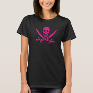 Camiseta Gráfico de la bandera pirata de Jack Calico rosa J