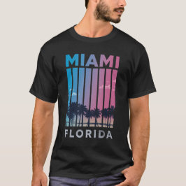 Camiseta Gráfico de la franja de sol de Miami Florida Retro