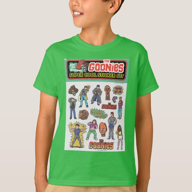 Camiseta Gráfico de la hoja de Pegatinas retro de Goonies (Anverso)