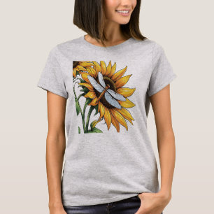Camiseta Gráfico de la libélula de girasol