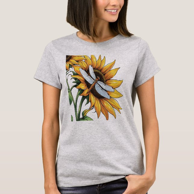Camiseta Gráfico de la libélula de girasol (Anverso)
