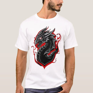 Camiseta Gráfico de la mascota del dragón rojo y negro