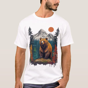Camiseta Gráfico de la naturaleza del oso grizzly de la mon