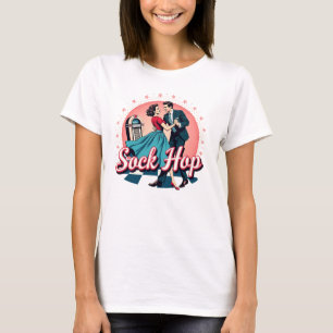 Camiseta Gráfico de la pareja de baile retro Sockhop 50