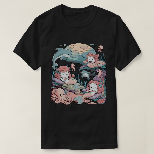 Camiseta Gráfico de la sirena de la fantasía oceánica (Diseño del anverso)