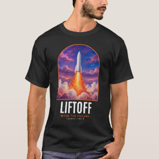 Camiseta Gráfico de lanzamiento de cohete pintado Liftoff A