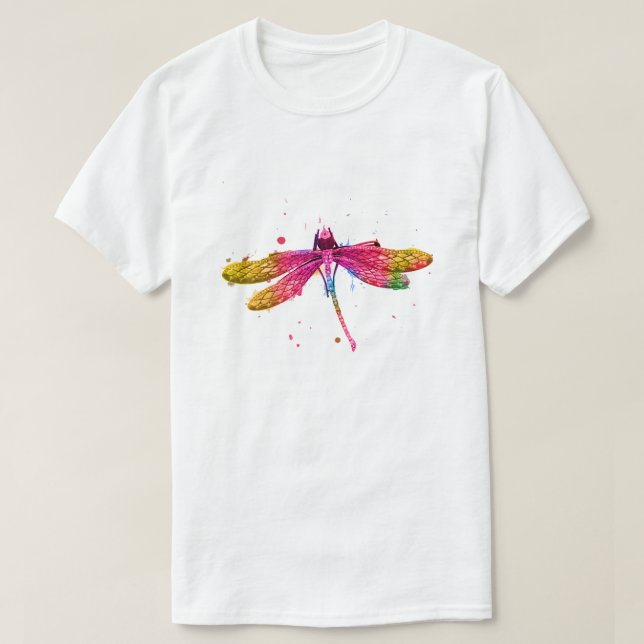 Camiseta Gráfico de libélula en acuarela independiente (Diseño del anverso)