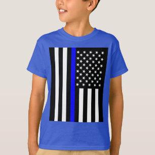 Camiseta Gráfico de línea azul delgada estadounidense