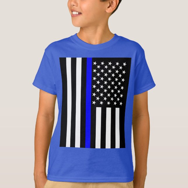 Camiseta Gráfico de línea azul delgada estadounidense (Anverso)