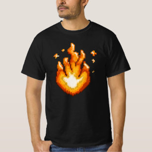 Camiseta Gráfico de llamas de fuego de arte de píxeles