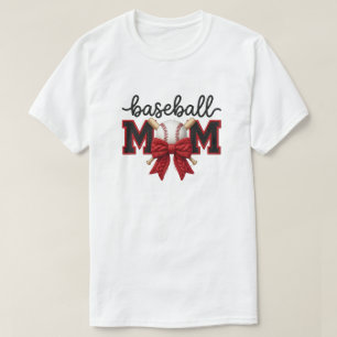 Camiseta Gráfico de Mamá de Béisbol con Hilo Falso, Patrón