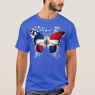 Camiseta Gráfico de mariposa con bandera de República Domin