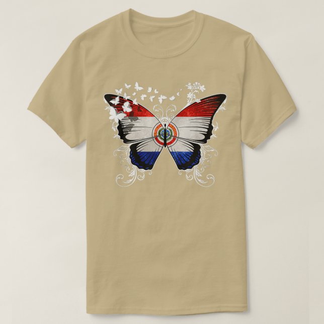 Camiseta Gráfico de mariposa con bandera paraguaya (Diseño del anverso)