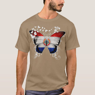 Camiseta Gráfico de mariposa con bandera paraguaya