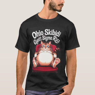 Camiseta Gráfico de meme de gato Chonk Rizz Sigma Gyatt Ski