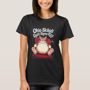 Camiseta Gráfico de meme de gato Chonk Rizz Sigma Gyatt Ski
