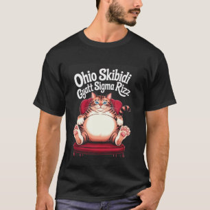 Camiseta Gráfico de meme de gato Chonk Rizz Sigma Gyatt Ski