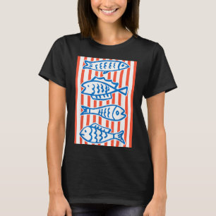 Camiseta Gráfico de mercado de mariscos costeros de sardina