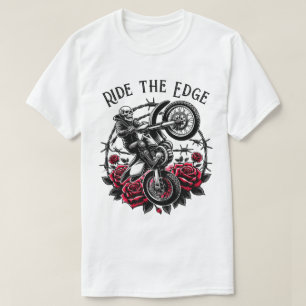 Camiseta Gráfico de Motocross Skull y Rosas