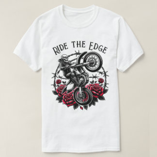 Camiseta Gráfico de Motocross Skull y Rosas