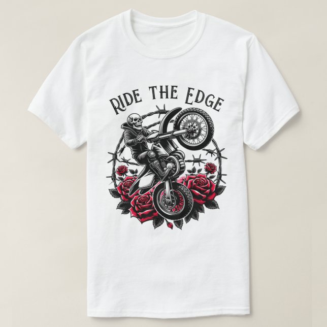 Camiseta Gráfico de Motocross Skull y Rosas (Diseño del anverso)