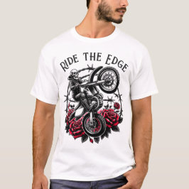 Camiseta Gráfico de Motocross Skull y Rosas