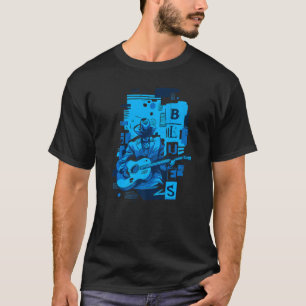Camiseta Gráfico de música blues de bluesman y guitarra