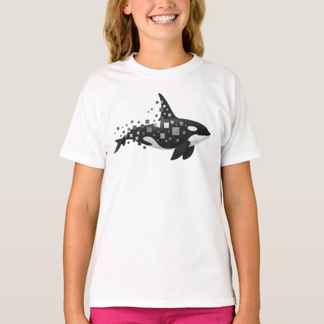 Camiseta Gráfico de Orca Pixelada – Fallo Digital (Anverso)