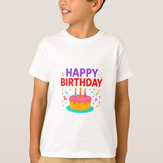Camiseta Gráfico de pastel de cumpleaños feliz (Anverso)
