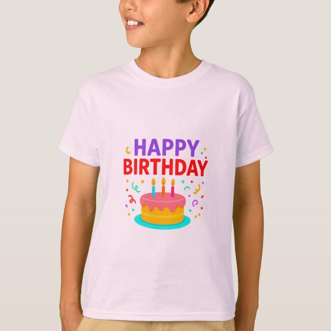 Camiseta Gráfico de pastel de cumpleaños feliz (Anverso)