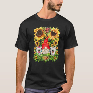 Camiseta Gráfico De Perro Blanco Para El Girasol De Yorkie