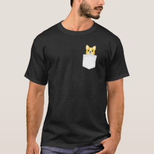 Camiseta Gráfico de perro Corgi en bolsillo de pecho