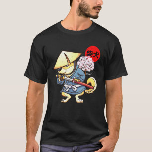 Camiseta Gráfico de Perro Inu de Samurai Japonés Ninja Shib