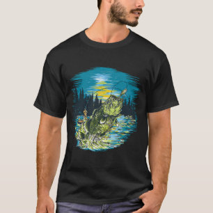 Camiseta gráfico de pesca de lubina de boca grande gráfico