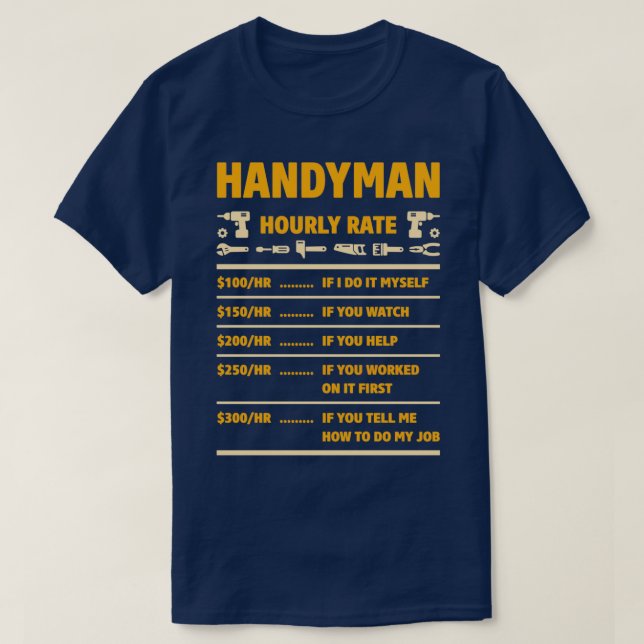 Camiseta Gráfico de precios de Handyman (Diseño del anverso)