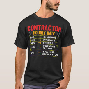 Camiseta Gráfico de precios de tarifa por hora de contratis