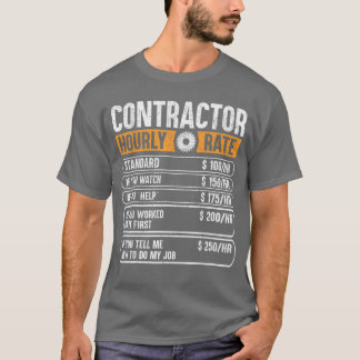 Camiseta Gráfico de precios de tarifa por hora de contratis