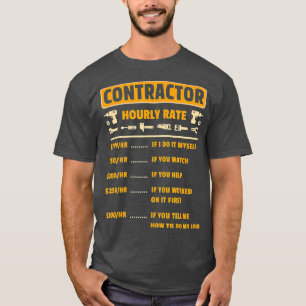 Camiseta Gráfico de precios de tasa horaria del contratista