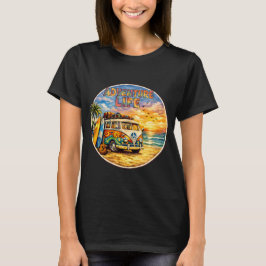 Camiseta Gráfico de puesta de sol en la playa hippie retro 