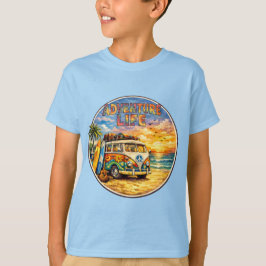Camiseta Gráfico de puesta de sol en la playa hippie retro 