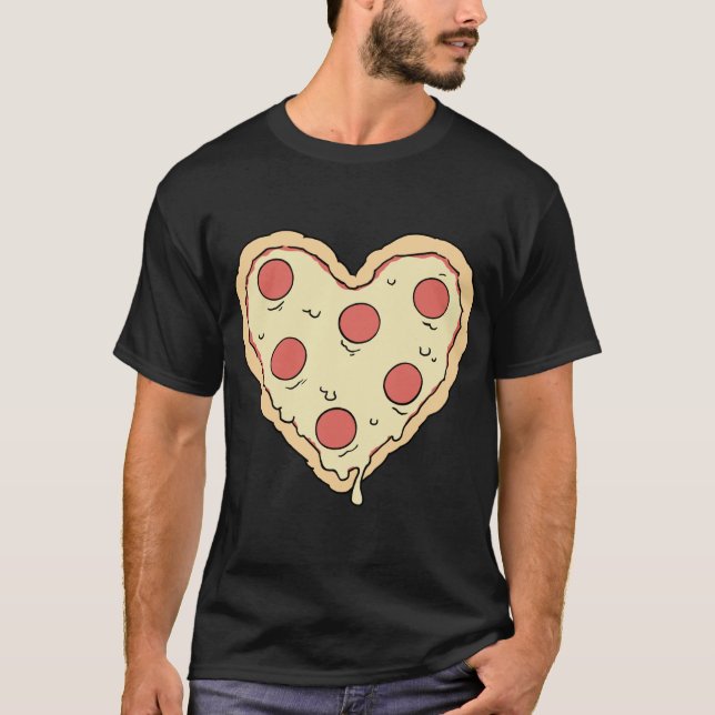 Camiseta Gráfico de Queso de fusión de corazón de pizza (Anverso)